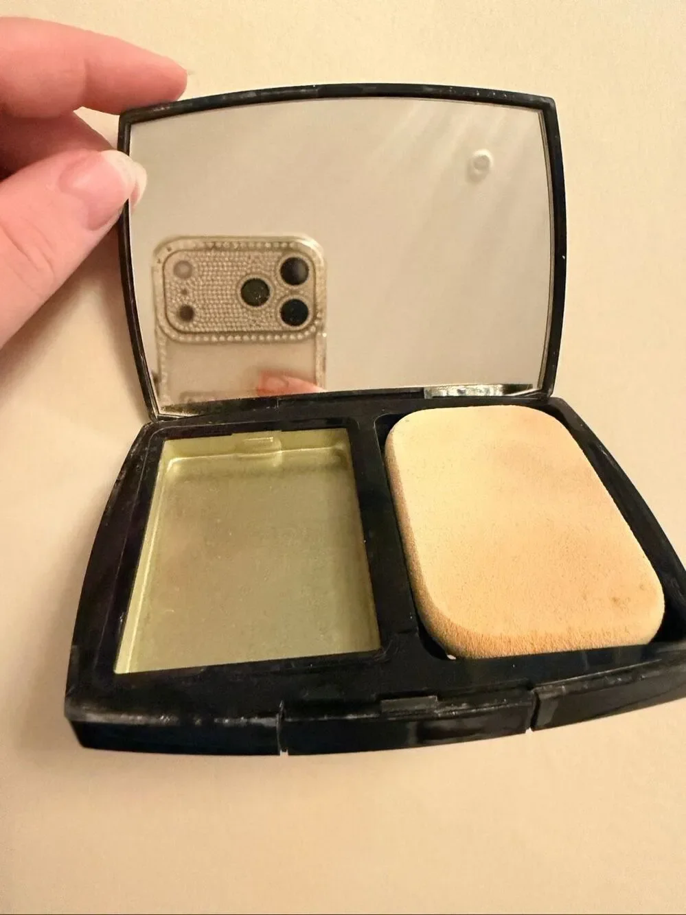CHANEL Empty Powder Compact Case Mirror Black CC Logo